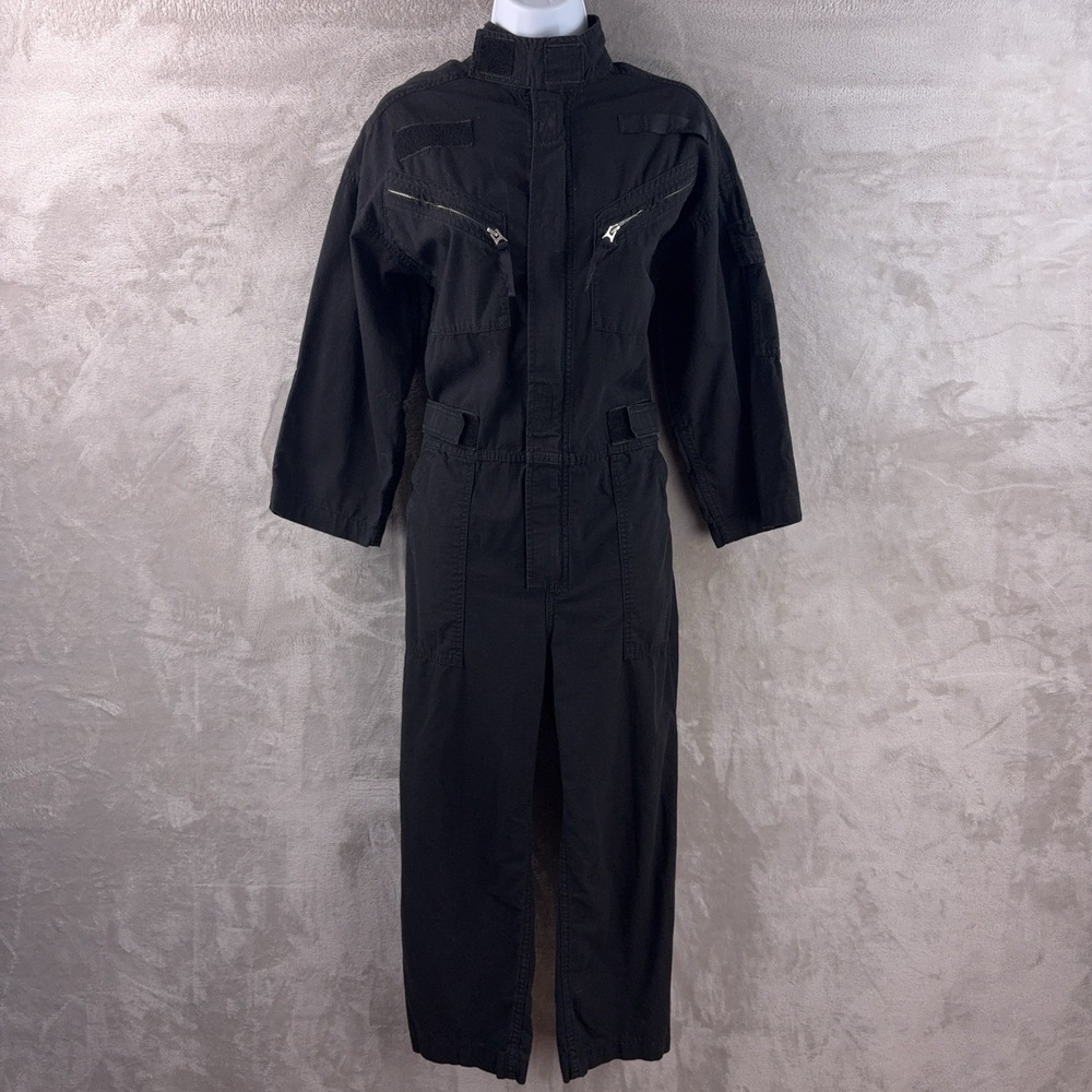 RE/DONE Originals Flight Jumpsuit Womens Size XS Black‎ Utility Zip Front
